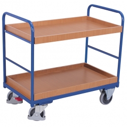 Wózek półkowy z 2 tacami drewnianymi sw-500.208 - RAL 5010 niebieski