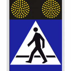 Znak drogowy aktywny LED solarny przejście dla pieszych D-6 fi200